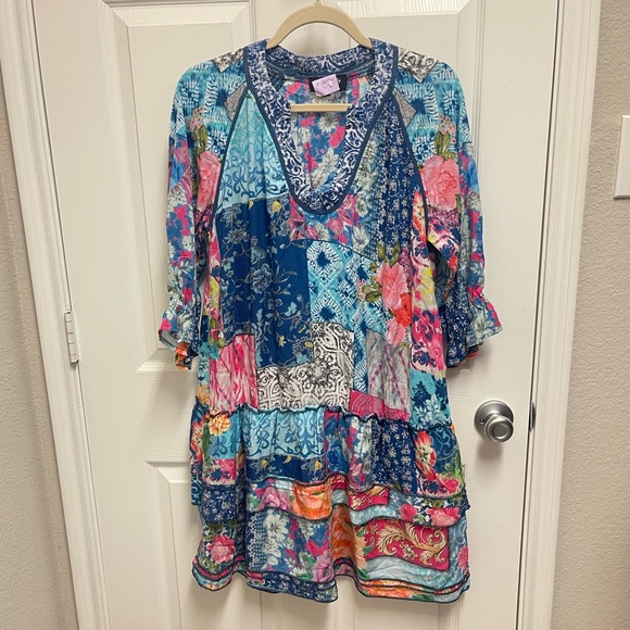 Feathers by Tolani Colorful Multi Pattern Dress - Picture 1 of 14